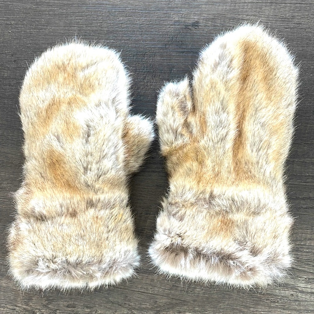Fuzzy faux fur mittens
